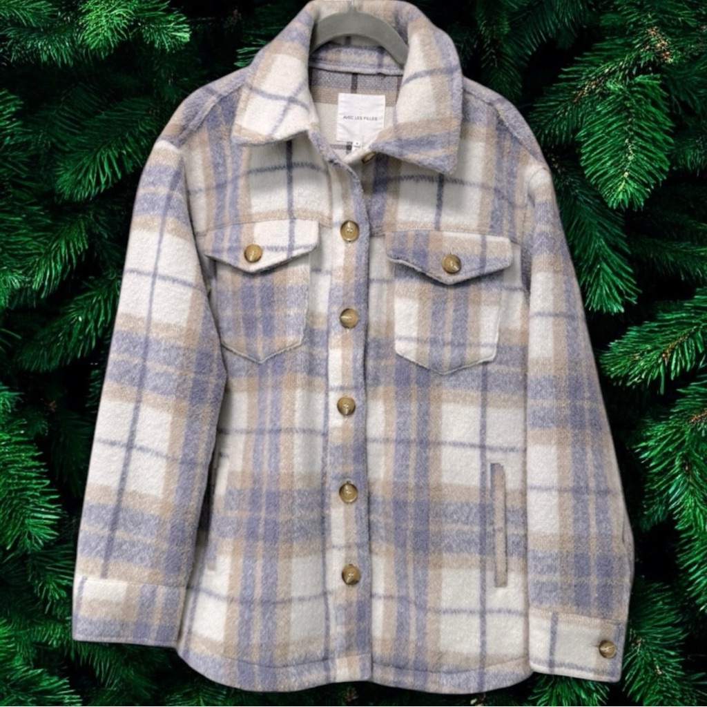 Avec Les Filles Plaid Shirt Jacket